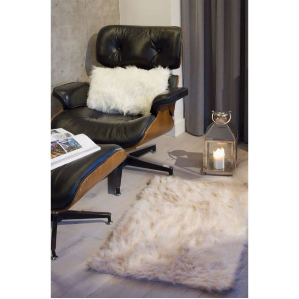 LUXE Hudson Faux Sheepskin Fur Rectangle Rug or Throw | 2ft x 3ft | Taupe